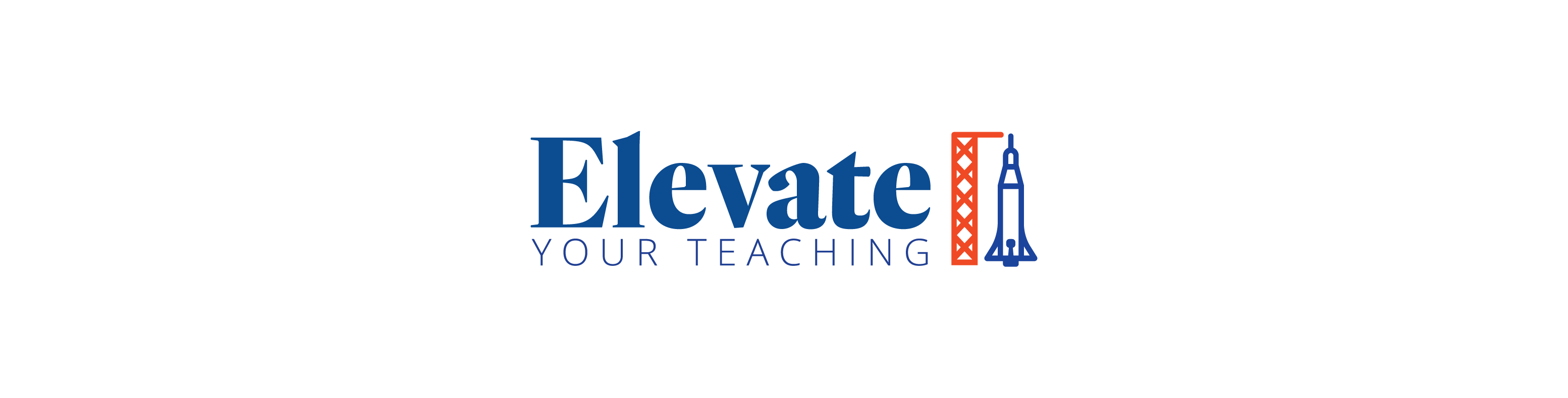 A graphic that says Elevate with rocket ship in a loading dock about to take off. 