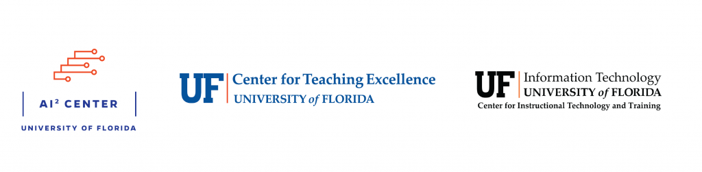 Combined logos for The Center for Teaching Excellence, AI2 Center, and the Center for Instructional Technology & Training 