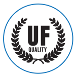 UF Quality Logo with leave u-shaped design.